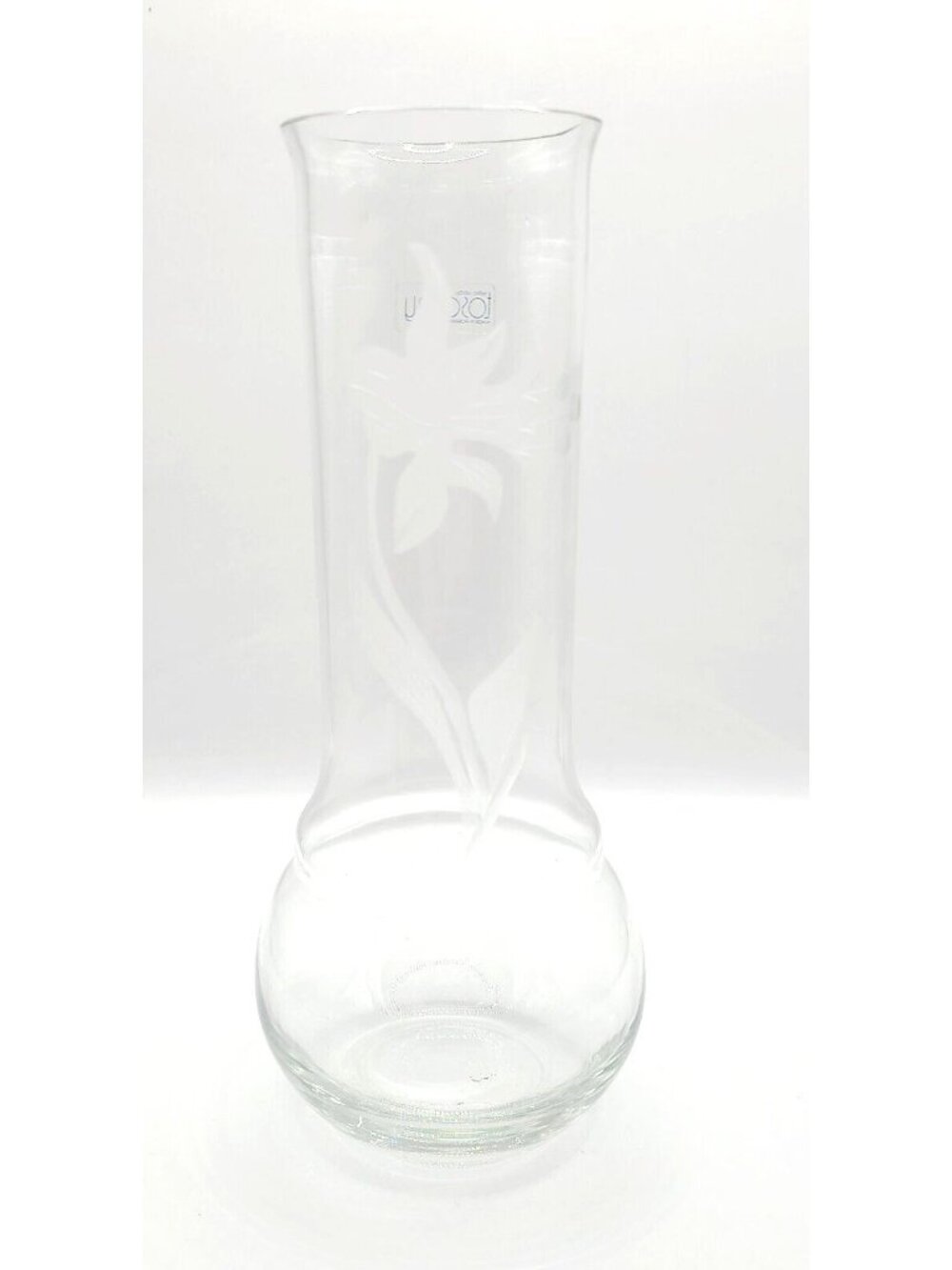 Vtg Toscany Etched Frosted Lily Glass Vase Hand Made In Romania 8" Floral
